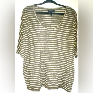 Green and White Striped Top Size Large